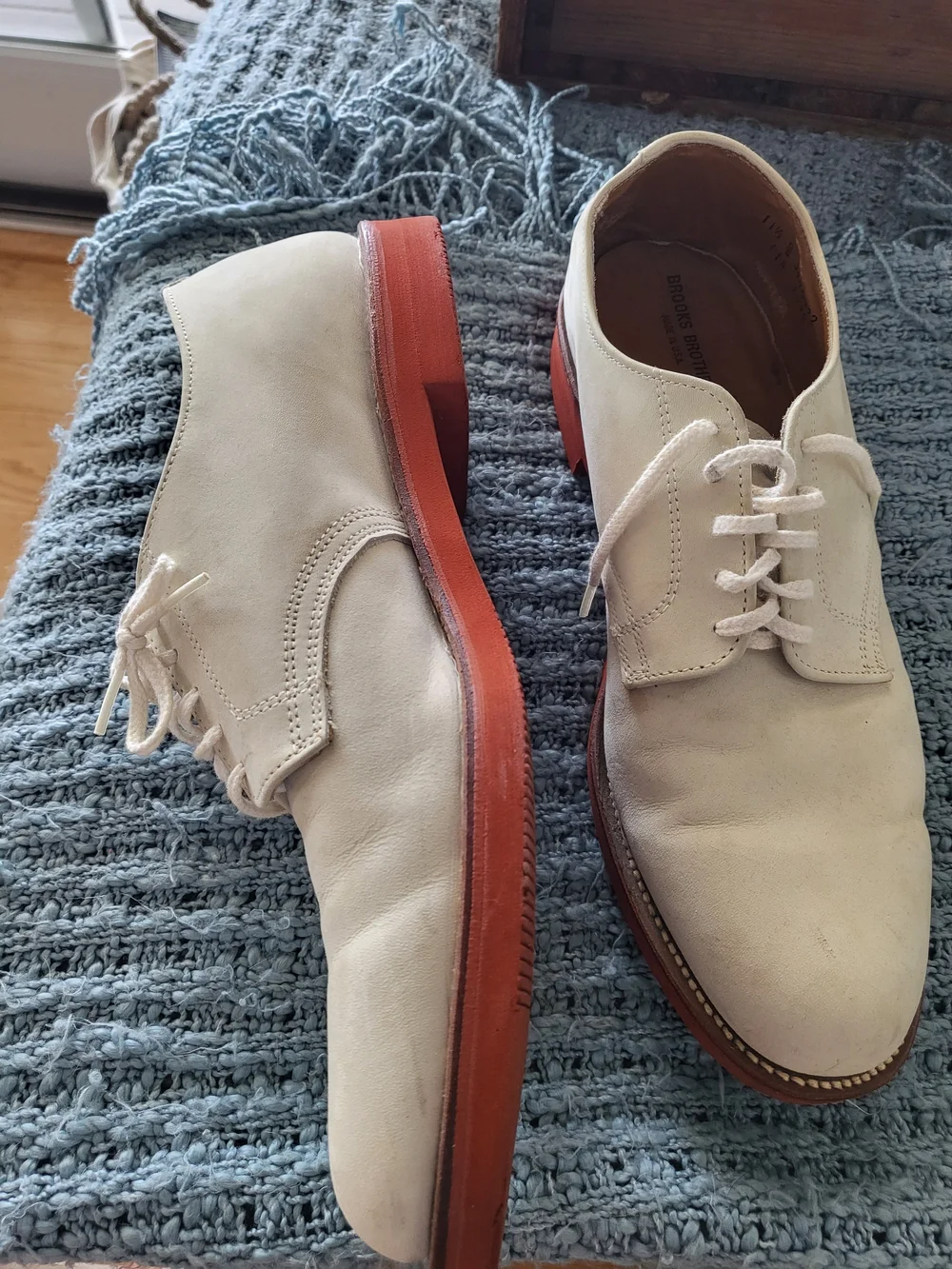 Brooks Brothers Off-White Suede Derby Shoes 11.5 M